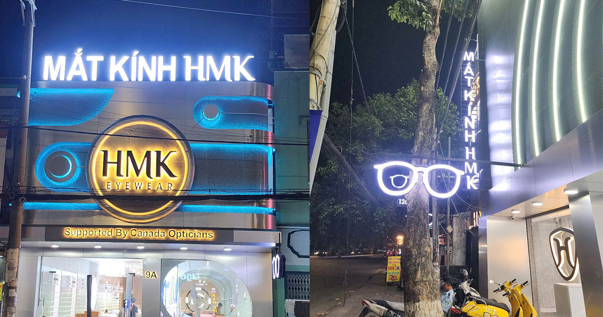 Bảng hiệu mắt kính HMK do Quảng Cáo Nguyên Khang thi công
