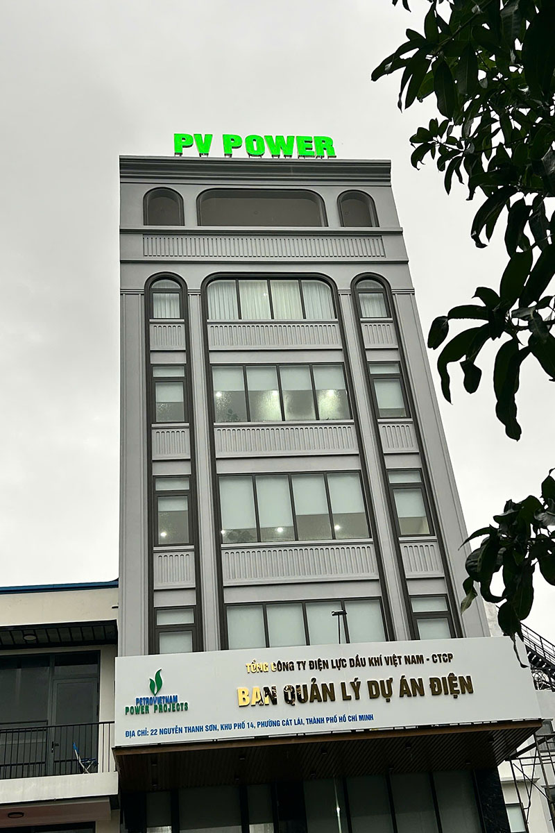Bảng Hiệu ALU chữ inox Ban quản lý điện miền nam do Quảng Cáo Nguyên Khang thi công