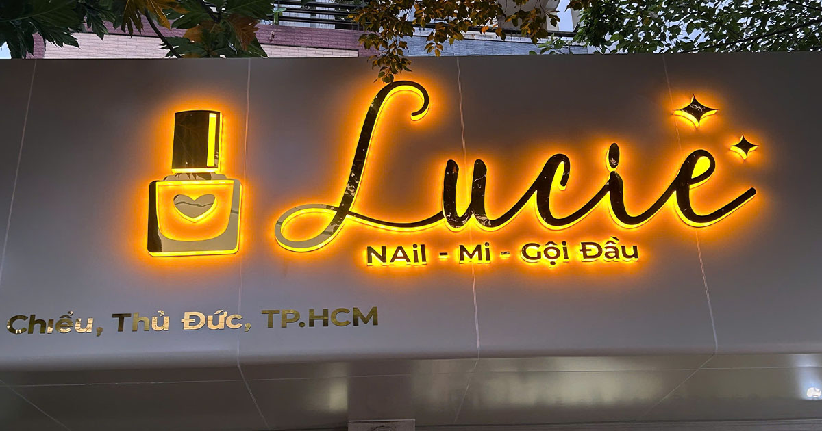 Bảng hiệu ALU chữ inox Lucie Thủ Đức do Quảng Cáo Nguyên Khang thi công
